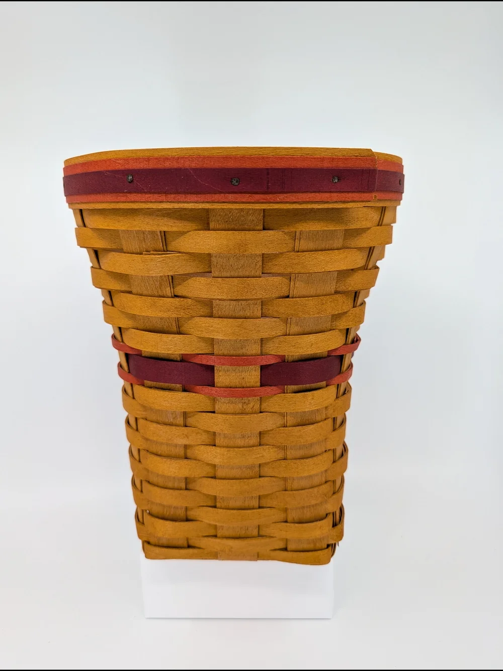 Handwoven Decorative Amber and Burgundy Wicker Vase Holder